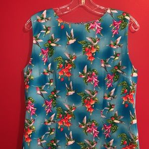 Tropical Print Shift Dress- Birds & Flowers Sz 10